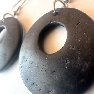 Black Coconut Hoop Earrings - made from 🥥 coconut!
